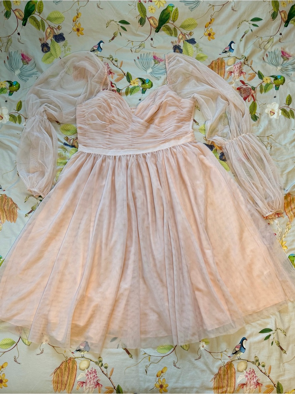 Nabela Noor x Eloquii Blush Pink Tulle Puff Sleeve Mini Dress Size 16